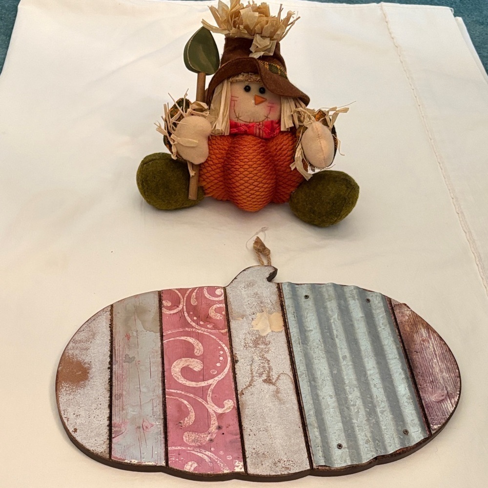 Fall Scarecrow and Rustic Pumpkin Decor